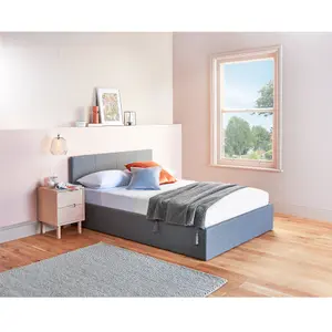 Side Lift Ottoman Bed Small Double Storage Bed Frame 4ft Grey - No Mattress