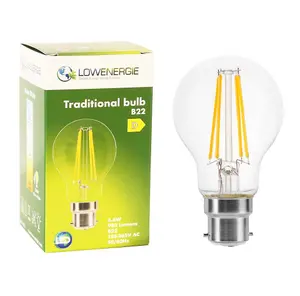 100w Equivalent LED Traditional Looking Filament Light Bulb A60 GLS B22 Bayonet 6.6w LED - Warm White - Pack of 6