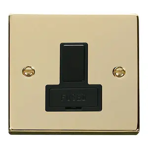 Polished Brass 13A Fused Connection Unit Switched - Black Trim - SE Home