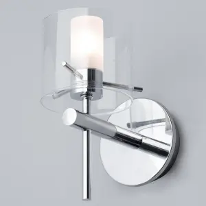 Litecraft Lincoln Chrome 1 Lamp Glass Wall Light