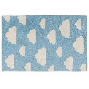 Cotton Kids Rug Cloud Print 60 x 90 cm Blue GWALIJAR