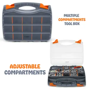 32 Compartment Double Sided Storage Box Tool Organiser Carry Case for Screws & Small Parts