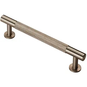 4x Knurled Bar Door Pull Handle 158 x 13mm 128mm Fixing Centres Satin Nickel