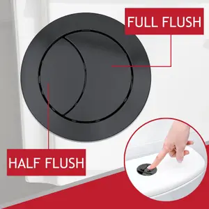 SPARES2GO Universal Toilet Cistern Dual Flush Push Button Kit for 20mm 40mm 50mm 60mm Lid Hole (Matt Black)