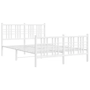 Berkfield Metal Bed Frame without Mattress with Footboard White 120x200cm