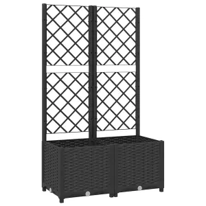 Berkfield Garden Planter with Trellis Black 80x40x136 cm PP