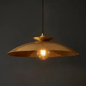 Luminosa Livorno Dome Pendant Ceiling Light Hammered Brass, Brass Plate