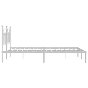 Berkfield Metal Bed Frame with Headboard White 183x213 cm