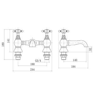 Rinse Bathrooms Traditional Victorian Bathroom Crosshead Bath Filler Tap