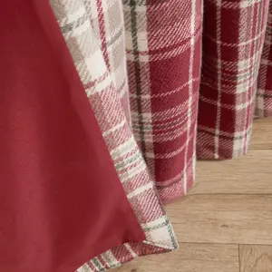 Woven Check Print Pair of Curtains, Red - 66 x 90