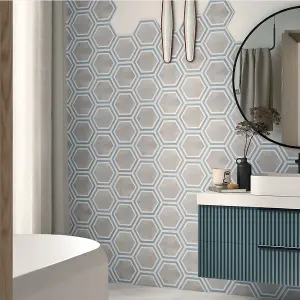 Osaka Grey 250x 220 framed hexagon matt tile