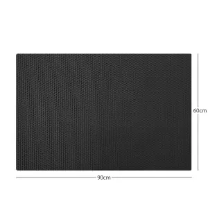 Nicoman - Heavy Duty Rubber Door Mat Eexagon Pattern  - 90 x 60cm - Black