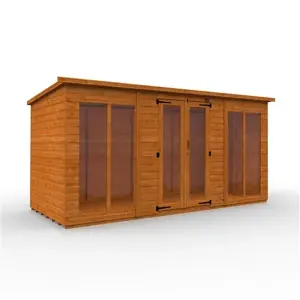 14ft x 6ft (4150mm x 1750mm) Horsforth Shiplap Full Pane Pent Retreat Summerhouse with 4 Windows