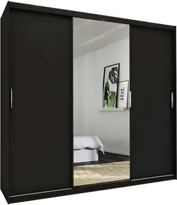 Sliding Wardrobes 4U Meldon Tripple Sliding Door Wardrobe in 6 Colors White, Black, Grey, Oak, Wenge & Walnut - W2500mm, H2170mm