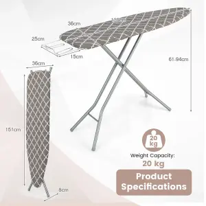 Costway Foldable Ironing Board W/ Extra Ironing Board Cover Height Adjustable Iron Table