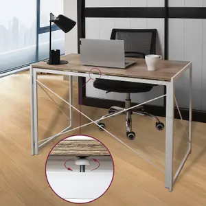 House of Home Multifunction Folding Desk Portable Compact Computer Table In White 100cm