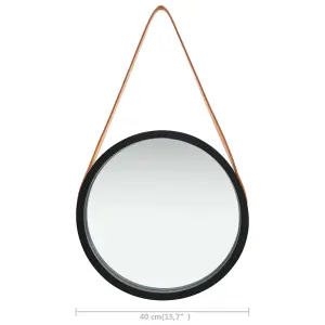 Berkfield Wall Mirror with Strap 40 cm Black