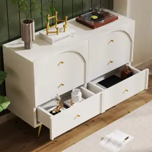 Bedroom Chest of Drawers, Sideboard Cabinet with Golden Handles, Console Display Table for Living Room