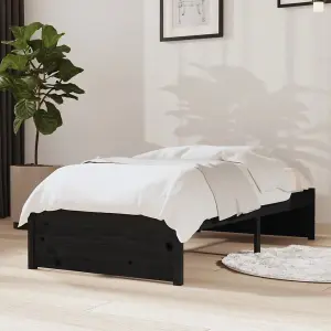 Berkfield Bed Frame Black Solid Wood 75x190 cm Small Single