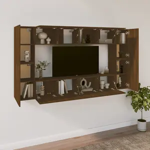 Berkfield 8 Piece TV Cabinet Set Brown Oak Engineered Wood