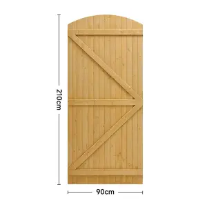 Semi Braced Arch Top Strong Wooden Garden Gate with Latch H 210 cm x W 90 cm