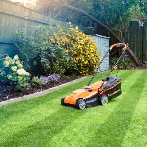 LawnMaster 1400W 34cm Electric Lawnmower with rear roller and 350W 2-in-1 Grass Trimmer and Edger - 2 Year Guarantee