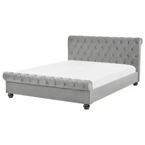 Velvet EU King Size Bed Grey AVALLON