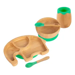 5pc Bamboo Elephant Baby Weaning Set - Green