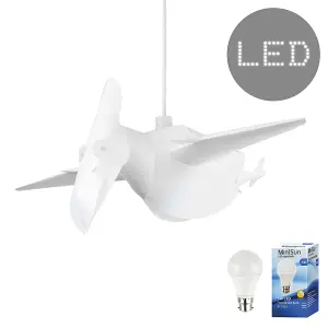 ValueLights White Ceiling Pendant Shade and B22 GLS LED 6W Warm White 3000K Bulb