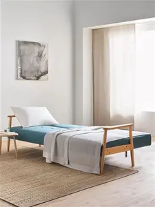 John Lewis ANYDAY Show Wood Bench Large 3 Seater Sofa Bed, Light Leg, Verde Green