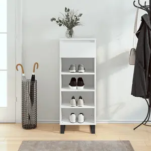 Berkfield Shoe Cabinet White 40x36x105 cm Engineered Wood