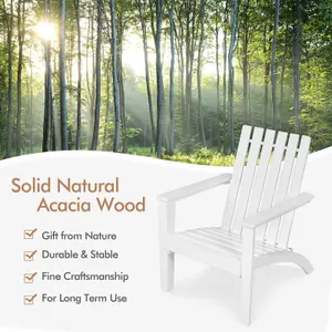 Costway Solid Acacia Wood Adirondack Chair Outdoor Patio Chair Lawn Chair