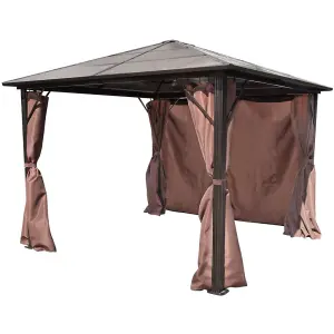 Berkfield Gazebo with Curtain Brown Aluminium 300 x 300 cm