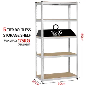 Yaheetech Silver Metal 5 Tier Storage Rack with Adjustable Shelves