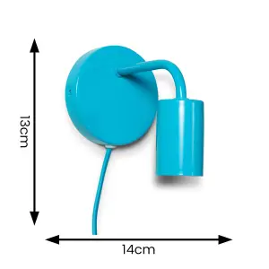 ValueLights Jordy Plug in Colour Pop Blue Easy Fit Wall Light