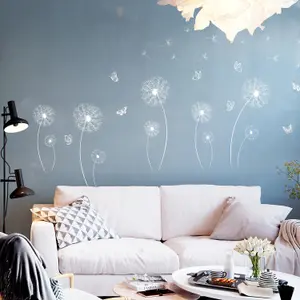 White Dandelion and Butterflies Stickers Stock Clearance