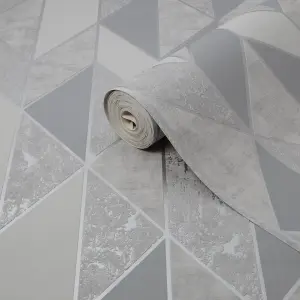 Superfresco Milan Silver effect Geometric Smooth Wallpaper