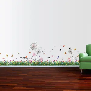 Walplus Combo Kids - British Colourful Grass x 2 - Wall Sticker Pink Dandelion x 1 PVC