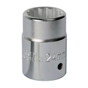 Sealey WallDrive Socket Tool 24mm 3/4" Square Drive Chrome Vanadium Steel S34/24