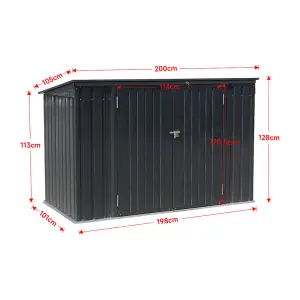 Charcoal Black Storage Shed Pent Tool Shed Bicycle Storage Shed with Lockable Door  and Base 6 x 4 ft