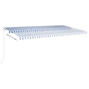 Berkfield Manual Retractable Awning with LED 600x350 cm Blue and White