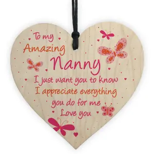 Nanny Gift For Birthday Christmas Wooden Heart Gift For Her From Grandchildren Keepsake