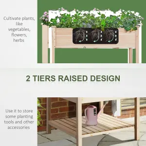 Outsunny Elevated Garden Planting Bed Stand Outdoor Flower Box w/ Storage Shelf