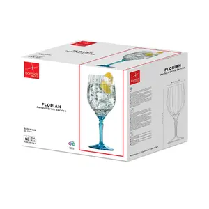 Bormioli Rocco - Florian Red Wine Glasses - 535ml - Blue - Pack of 6