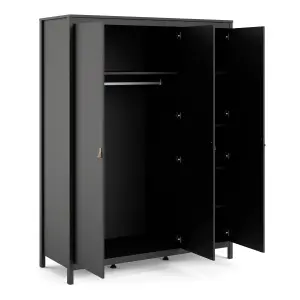 Barcelona Wardrobe with 3 doors in Matt Black