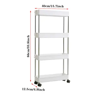 4 Tier Slim Standing Plastic Corner Storage Rack Shelf for Kitchen Bathroom