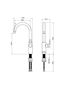 GoodHome Zanthe Graphite effect Kitchen Side lever Tap