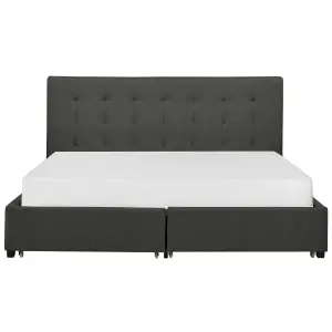 Fabric EU Super King Bed with Storage Dark Grey LA ROCHELLE