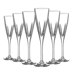 RCR Crystal - Fusion Champagne Flutes Set - Modern Cut Glass Stemware Goblets - 170ml - 6pc