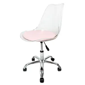 Soho Clear Plastic Dining Chair with Swivel Base Dusty Pink